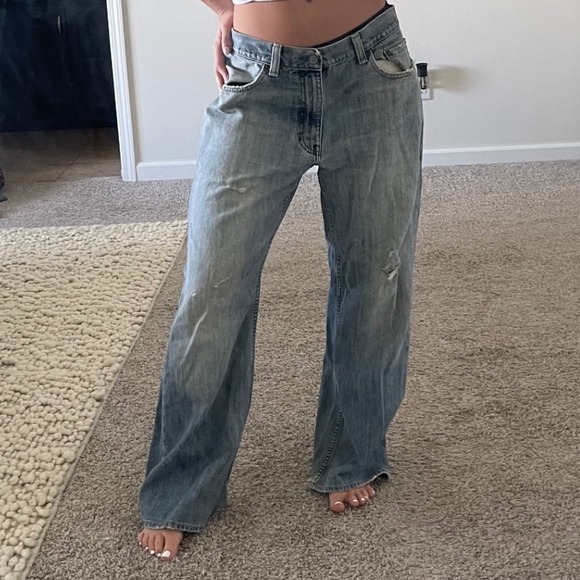 Vintage‎ Gap Loose Straight Fit Distressed 90s Jeans Size 34